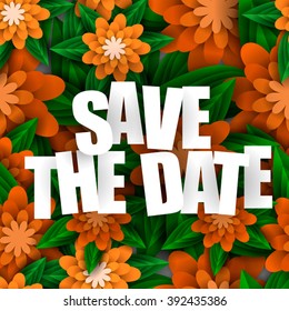 Tropical flower, blossom cluster seamless pattern  Save the Date