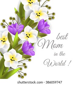 Tropical flower, blossom pattern, Mother's day Beautiful background with tropical flowers and palm leaves, plant and leaf. Wedding Invitation background. 
