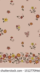 tropical flower border print in seamless pattern