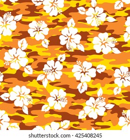 Tropical flower and camouflage pattern