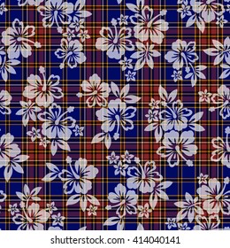 Tropical Flower Check Pattern Stock Vector (Royalty Free) 414040141 ...
