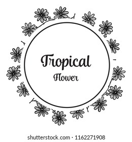 Tropical flower frame greeting card vector illustration