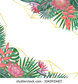 Tropical Flower and Geometric Background