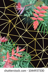 Tropical Flower and Geometric Background