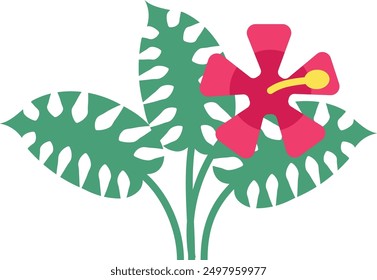 Tropical flower growing. Jungle flora color icon