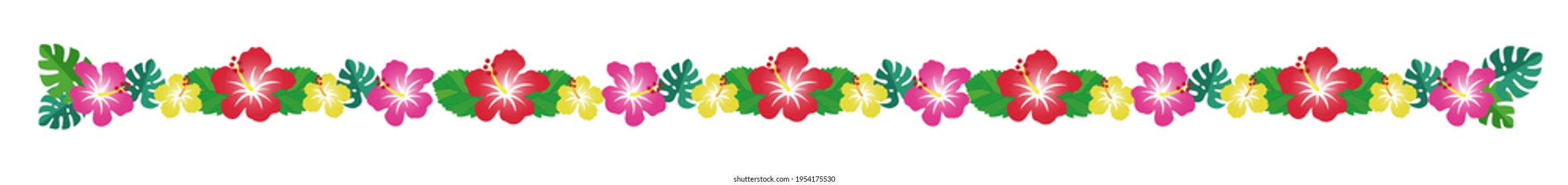 Tropical flower hibiscus decoration. No lines, dividers, no gaps
