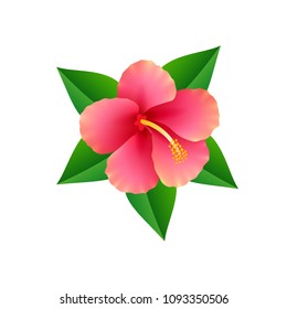 Tropical Flower Icon isolated on White. Vector Illustration. Print Decorative Design. Natural Forest Pattern Element for Fashion, Web, Holidays, Travel.