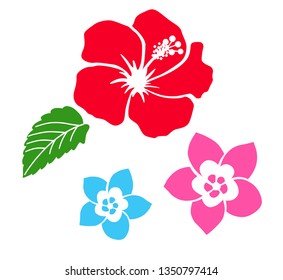Tropical flower icon set