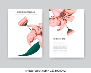 Tropical flower Invitation card design template