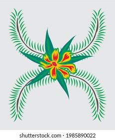 Tropical flower and leaf graphic design vector art