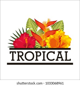 tropical flower leaves card