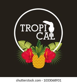 tropical flower leaves fruit card