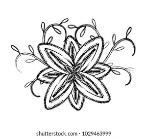 tropical flower and leaves icon 
