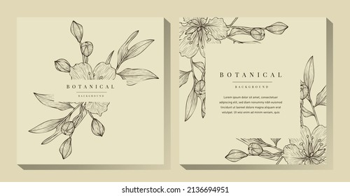 Tropical Flower and Leaves Illustration