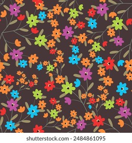 Patrón de flores tropicales sin costuras, silueta de floración, dibujado a mano botánico, hoja floral para la primavera y el verano, ornamentos naturales para textil, tela, Fondo de pantalla, diseño de fondo.