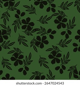 Tropical flower pattern seamless, silhouette of blooming, hand drawn botanical, Floral leaf for spring and Summer time, natural ornaments for textile, fabric, wallpaper, background design.
