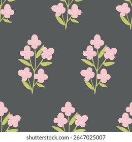 Tropical flower pattern seamless, silhouette of blooming, hand drawn botanical, Floral leaf for spring and Summer time, natural ornaments for textile, fabric, wallpaper, background design.
