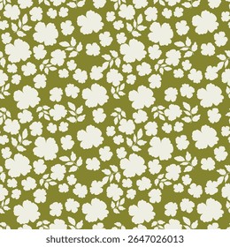 Tropical flower pattern seamless, silhouette of blooming, hand drawn botanical, Floral leaf for spring and Summer time, natural ornaments for textile, fabric, wallpaper, background design.
