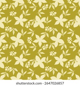 Tropical flower pattern seamless, silhouette of blooming, hand drawn botanical, Floral leaf for spring and Summer time, natural ornaments for textile, fabric, wallpaper, background design.

