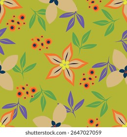 Tropical flower pattern seamless, silhouette of blooming, hand drawn botanical, Floral leaf for spring and Summer time, natural ornaments for textile, fabric, wallpaper, background design.
