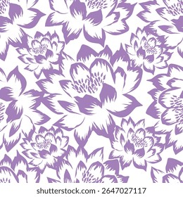 Tropical flower pattern seamless, silhouette of blooming, hand drawn botanical, Floral leaf for spring and Summer time, natural ornaments for textile, fabric, wallpaper, background design.
