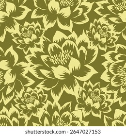 Tropical flower pattern seamless, silhouette of blooming, hand drawn botanical, Floral leaf for spring and Summer time, natural ornaments for textile, fabric, wallpaper, background design.
