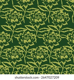 Tropical flower pattern seamless, silhouette of blooming, hand drawn botanical, Floral leaf for spring and Summer time, natural ornaments for textile, fabric, wallpaper, background design.
