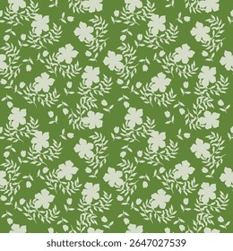 Tropical flower pattern seamless, silhouette of blooming, hand drawn botanical, Floral leaf for spring and Summer time, natural ornaments for textile, fabric, wallpaper, background design.
