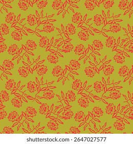 Tropical flower pattern seamless, silhouette of blooming, hand drawn botanical, Floral leaf for spring and Summer time, natural ornaments for textile, fabric, wallpaper, background design.
