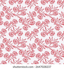 Tropical flower pattern seamless, silhouette of blooming, hand drawn botanical, Floral leaf for spring and Summer time, natural ornaments for textile, fabric, wallpaper, background design.

