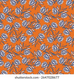 Tropical flower pattern seamless, silhouette of blooming, hand drawn botanical, Floral leaf for spring and Summer time, natural ornaments for textile, fabric, wallpaper, background design.
