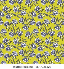 Tropical flower pattern seamless, silhouette of blooming, hand drawn botanical, Floral leaf for spring and Summer time, natural ornaments for textile, fabric, wallpaper, background design.
