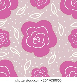 Tropical flower pattern seamless, silhouette of blooming, hand drawn botanical, Floral leaf for spring and Summer time, natural ornaments for textile, fabric, wallpaper, background design.
