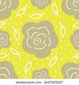 Tropical flower pattern seamless, silhouette of blooming, hand drawn botanical, Floral leaf for spring and Summer time, natural ornaments for textile, fabric, wallpaper, background design.
