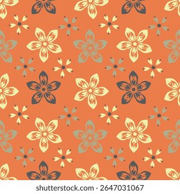 Tropical flower pattern seamless, silhouette of blooming, hand drawn botanical, Floral leaf for spring and Summer time, natural ornaments for textile, fabric, wallpaper, background design.
