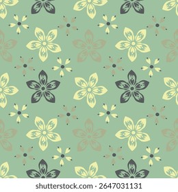 Tropical flower pattern seamless, silhouette of blooming, hand drawn botanical, Floral leaf for spring and Summer time, natural ornaments for textile, fabric, wallpaper, background design.

