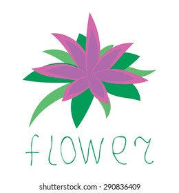 Tropical flower, plumeria,  isolated on white background. Hand drawn word flower. Logo, icon. Vector illustration.