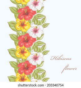 Tropical flower seamless borders. Beautiful summer pattern with hibiscus 1