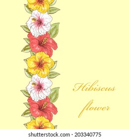 Tropical flower seamless borders. Beautiful summer pattern with hibiscus 2
