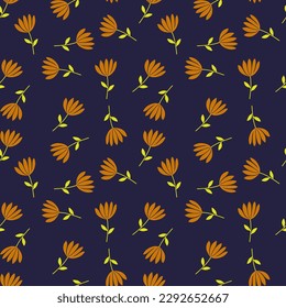 Tropical flower seamless pattern. Hand drawn cute floral endless background. Simple design for fabric, textile print, wrapping, cover. Vector illustration