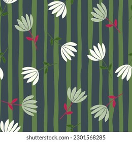 Patrón de flores tropicales sin costuras. La mano dibujó un bonito fondo floral interminable. Diseño sencillo para tela, impresión textil, envoltura, cubierta. Ilustración del vector