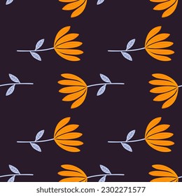 Patrón de flores tropicales sin costuras. La mano dibujó un bonito fondo floral interminable. Diseño sencillo para tela, impresión textil, envoltura, cubierta. Ilustración del vector