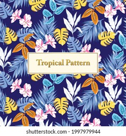 Tropical Flower Seamless pattern . jungle leaf seamless vector floral pattern background