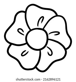 Tropical flower, simple bud, monochrome botanical vector illustration on white background