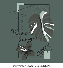 Tropical flower for summer t-shirt design illustration