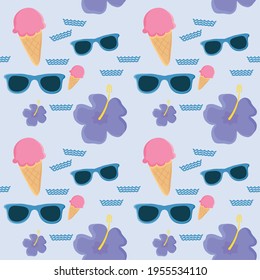 tropical flower and sunglasses pattern
