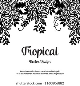 Tropical flower template hand draw for card vector illustration