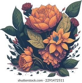 Tropical Flower Vector Art 3D