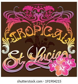 Tropical flower vector design print