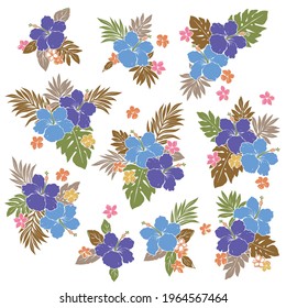 Tropical flower vector illustration material collection,